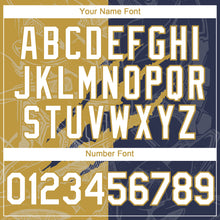 Загрузить изображение в средство просмотра галереи, Custom Graffiti Pattern White Navy-Old Gold 3D Scratch Authentic Baseball Jersey