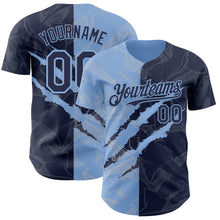 Загрузить изображение в средство просмотра галереи, Custom Graffiti Pattern Navy-Light Blue 3D Scratch Authentic Baseball Jersey