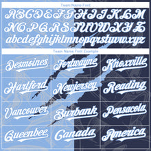 Загрузить изображение в средство просмотра галереи, Custom Graffiti Pattern White Navy-Light Blue 3D Scratch Authentic Baseball Jersey