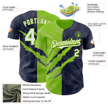 Загрузить изображение в средство просмотра галереи, Custom Graffiti Pattern White Navy-Neon Green 3D Scratch Authentic Baseball Jersey