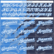 Загрузить изображение в средство просмотра галереи, Custom Graffiti Pattern White Navy-Electric Blue 3D Scratch Authentic Baseball Jersey