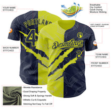Загрузить изображение в средство просмотра галереи, Custom Graffiti Pattern Navy-Neon Yellow 3D Scratch Authentic Baseball Jersey