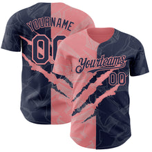 Загрузить изображение в средство просмотра галереи, Custom Graffiti Pattern Navy-Medium Pink 3D Scratch Authentic Baseball Jersey