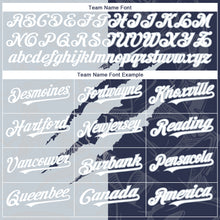 Загрузить изображение в средство просмотра галереи, Custom Graffiti Pattern White Navy-Silver 3D Scratch Authentic Baseball Jersey