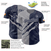 Загрузить изображение в средство просмотра галереи, Custom Graffiti Pattern Navy-Gray 3D Scratch Authentic Baseball Jersey