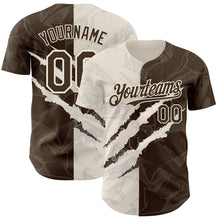 Загрузить изображение в средство просмотра галереи, Custom Graffiti Pattern Brown-Cream 3D Scratch Authentic Baseball Jersey
