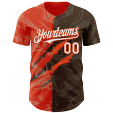 Загрузить изображение в средство просмотра галереи, Custom Graffiti Pattern White Brown-Orange 3D Scratch Authentic Baseball Jersey