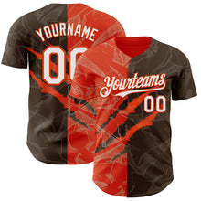 Загрузить изображение в средство просмотра галереи, Custom Graffiti Pattern White Brown-Orange 3D Scratch Authentic Baseball Jersey