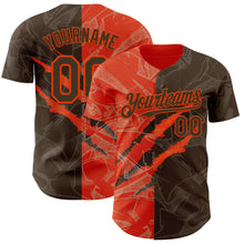 Загрузить изображение в средство просмотра галереи, Custom Graffiti Pattern Brown-Orange 3D Scratch Authentic Baseball Jersey