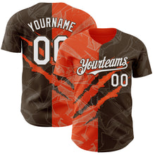 Загрузить изображение в средство просмотра галереи, Custom Graffiti Pattern White Brown-Orange 3D Scratch Authentic Baseball Jersey