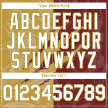 Загрузить изображение в средство просмотра галереи, Custom Graffiti Pattern White Burgundy-Old Gold 3D Scratch Authentic Baseball Jersey