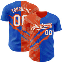 Загрузить изображение в средство просмотра галереи, Custom Graffiti Pattern White Thunder Blue-Orange 3D Scratch Authentic Baseball Jersey