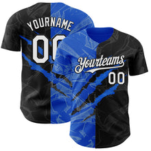 Загрузить изображение в средство просмотра галереи, Custom Graffiti Pattern White Black-Thunder Blue 3D Scratch Authentic Baseball Jersey