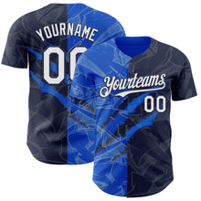 Загрузить изображение в средство просмотра галереи, Custom Graffiti Pattern White Navy-Thunder Blue 3D Scratch Authentic Baseball Jersey