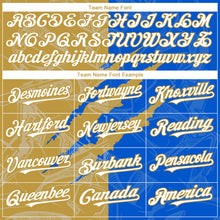 Загрузить изображение в средство просмотра галереи, Custom Graffiti Pattern White Thunder Blue-Old Gold 3D Scratch Authentic Baseball Jersey