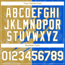 Загрузить изображение в средство просмотра галереи, Custom Graffiti Pattern White Thunder Blue-Old Gold 3D Scratch Authentic Baseball Jersey