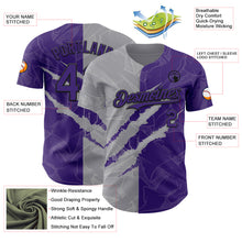 Загрузить изображение в средство просмотра галереи, Custom Graffiti Pattern Purple Gray-Black 3D Scratch Authentic Baseball Jersey