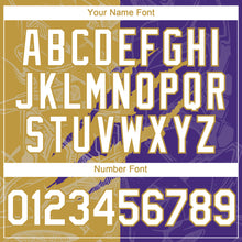 Загрузить изображение в средство просмотра галереи, Custom Graffiti Pattern White Purple-Old Gold 3D Scratch Authentic Baseball Jersey