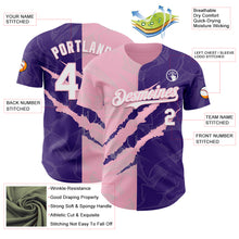 Загрузить изображение в средство просмотра галереи, Custom Graffiti Pattern White Purple-Light Pink 3D Scratch Authentic Baseball Jersey
