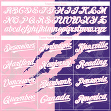 Загрузить изображение в средство просмотра галереи, Custom Graffiti Pattern White Purple-Light Pink 3D Scratch Authentic Baseball Jersey