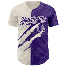 Загрузить изображение в средство просмотра галереи, Custom Graffiti Pattern Purple-Cream 3D Scratch Authentic Baseball Jersey