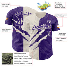 Загрузить изображение в средство просмотра галереи, Custom Graffiti Pattern Purple-Cream 3D Scratch Authentic Baseball Jersey