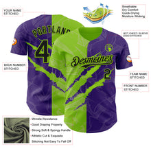 Загрузить изображение в средство просмотра галереи, Custom Graffiti Pattern Black Purple-Neon Green 3D Scratch Authentic Baseball Jersey