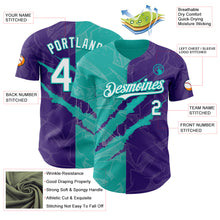 Charger l'image dans la galerie, Custom Graffiti Pattern White Purple-Aqua 3D Scratch Authentic Baseball Jersey