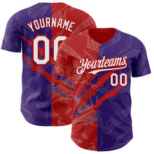 Laden Sie das Bild in den Galerie-Viewer, Custom Graffiti Pattern White Purple-Red 3D Scratch Authentic Baseball Jersey