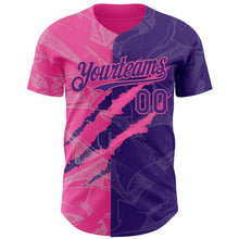 Загрузить изображение в средство просмотра галереи, Custom Graffiti Pattern Purple-Pink 3D Scratch Authentic Baseball Jersey