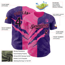 Load image into Gallery viewer, Custom Graffiti Pattern Black Purple-Pink 3D Scratch Authentic Baseball Jersey
