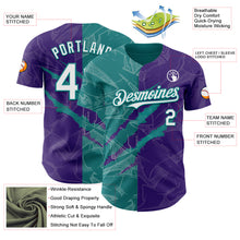 Charger l'image dans la galerie, Custom Graffiti Pattern White Purple-Teal 3D Scratch Authentic Baseball Jersey