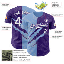 Load image into Gallery viewer, Custom Graffiti Pattern White Purple-Light Blue 3D Scratch Authentic Baseball Jersey