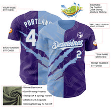 Charger l'image dans la galerie, Custom Graffiti Pattern White Purple-Light Blue 3D Scratch Authentic Baseball Jersey