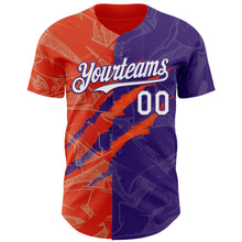 Load image into Gallery viewer, Custom Graffiti Pattern White Purple-Orange 3D Scratch Authentic Baseball Jersey