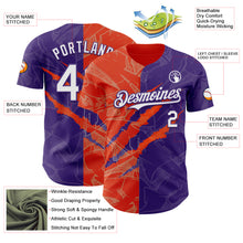 Load image into Gallery viewer, Custom Graffiti Pattern White Purple-Orange 3D Scratch Authentic Baseball Jersey