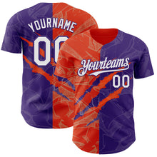 Load image into Gallery viewer, Custom Graffiti Pattern White Purple-Orange 3D Scratch Authentic Baseball Jersey