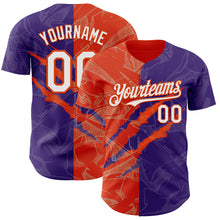 Charger l'image dans la galerie, Custom Graffiti Pattern White Purple-Orange 3D Scratch Authentic Baseball Jersey
