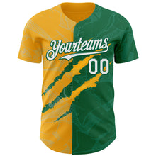 Charger l'image dans la galerie, Custom Graffiti Pattern White Kelly Green-Gold 3D Scratch Authentic Baseball Jersey