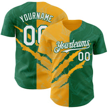Charger l'image dans la galerie, Custom Graffiti Pattern White Kelly Green-Gold 3D Scratch Authentic Baseball Jersey
