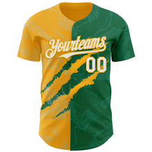 Charger l'image dans la galerie, Custom Graffiti Pattern White Kelly Green-Gold 3D Scratch Authentic Baseball Jersey