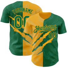 Charger l'image dans la galerie, Custom Graffiti Pattern Kelly Green-Gold 3D Scratch Authentic Baseball Jersey