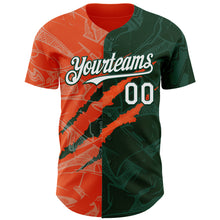 Charger l'image dans la galerie, Custom Graffiti Pattern White Green-Orange 3D Scratch Authentic Baseball Jersey