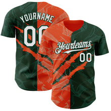 Charger l'image dans la galerie, Custom Graffiti Pattern White Green-Orange 3D Scratch Authentic Baseball Jersey