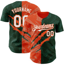 Load image into Gallery viewer, Custom Graffiti Pattern White Green-Orange 3D Scratch Authentic Baseball Jersey