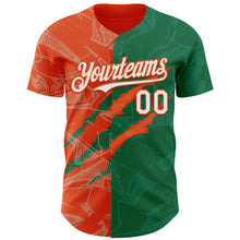 Charger l'image dans la galerie, Custom Graffiti Pattern White Kelly Green-Orange 3D Scratch Authentic Baseball Jersey