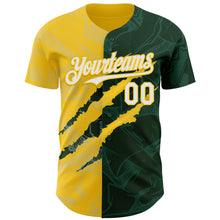 Charger l'image dans la galerie, Custom Graffiti Pattern White Green-Yellow 3D Scratch Authentic Baseball Jersey