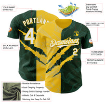 Charger l'image dans la galerie, Custom Graffiti Pattern White Green-Yellow 3D Scratch Authentic Baseball Jersey