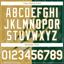 Загрузить изображение в средство просмотра галереи, Custom Graffiti Pattern White Green-Old Gold 3D Scratch Authentic Baseball Jersey