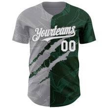 Charger l'image dans la galerie, Custom Graffiti Pattern White Green-Gray 3D Scratch Authentic Baseball Jersey